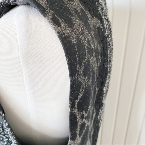 Elie Tahari Boucle Lace Black Gray (Grey) Leopard Sleeveless Sheath Dress Sz 14 - Picture 11 of 15